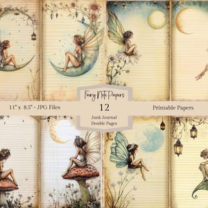 Fairy Junk Journal, Fairies junk Journal-pagina's, Fairies Ephemera, Forest Fairies junk Journal, Fairy Ephemera, gevoerde sprookjespapieren, ATC-kaarten