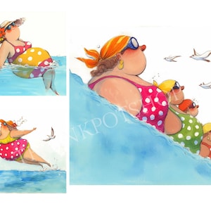 Quirky Curvy Ladies Clip Art Watercolour Clipart 12 JPG, Junk Journal Scrapbook Card Making Digital Download Funny Clipart  Whimsical Summer