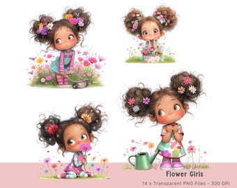 Whimsical Girls Watercolor Clipart, Fantasy Art (Digital Download)