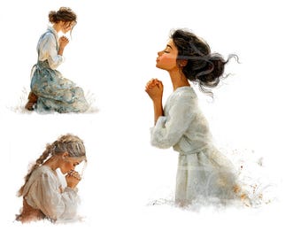 Woman Praying Clipart Prayer Clipart Christian Prayer 14 High Quality JPG, Watercolour Clipart, Junk Journal Ephemera  Digital Download