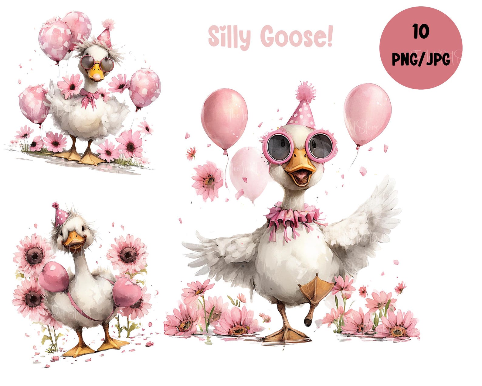 Silly Goose Balloon Clipart, 1st Birthday, Spring Vintage Cottagecore ...