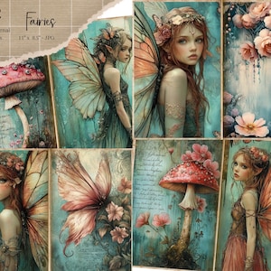 Kit de journal indésirable fées, journal féerique indésirable, papiers numériques fées fournitures de scrapbooking éphémères vintage, éphémères fées, éphémères fées