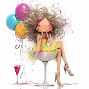 Clipart filles originales 14 fichiers JPG aquarelle haute résolution pour journalisation indésirable, scrapbooking, fabrication de cartes, Kit de téléchargement numérique, fantastique, fantaisiste