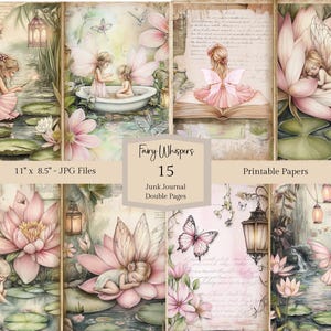 Journal des fées indésirables, Pages de journal des fées, éphémères des fées, journal des déchets des fées des forêts, éphémères des fées, papiers lignés des fées, cartes ATC