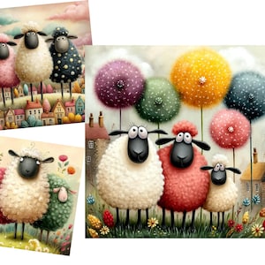 Clipart mouton original, clipart aquarelle 12 fichiers JPG haute résolution, journalisation indésirable, scrapbooking, fabrication de cartes, animal drôle lunatique en téléchargement numérique