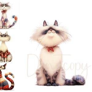 Cats Clip Art 14 High Res Watercolour JPGs Junk Journaling Scrapbooking Card Making Digital Download, Funny Cats Cute Cats Ephemera, Kittens