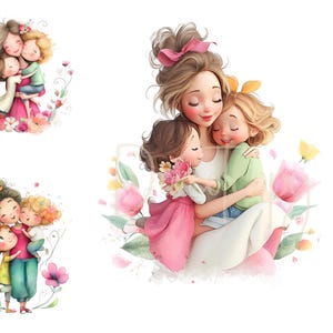Clipart del Día de la Madre, 11 archivos JPG de acuarela de alta resolución, diario basura, scrapbooking, creación de tarjetas, descarga digital, clipart de tarjeta del Día de la Madre