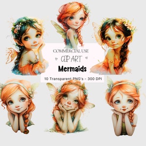 10 Fairy Clipart, Fairies Clipart, Fairies Printable Watercolour clipart, High Quality PNG&#39;s, Digital download, Paper craft, junk journals