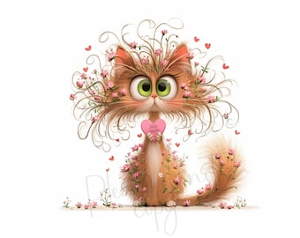 Cats Clip Art 14 High Res Watercolour JPGs Junk Journaling Scrapbooking Card Making Digital Download, Funny Cats Cute Cats Ephemera, Kittens