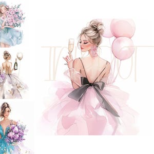 12 Geburtstag Mädchen Clipart Party Clipart druckbare Aquarell Clipart hohe Qualität JPG Papier Handwerk Junk Journals, Geburtstag Clipart Ephemera