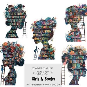 Meisje houdt van boeken PNG, boekenliefhebber, bibliothecaris, boekenwurm, gewoon een meisje dat van boeken houdt Boeken png, sublimatie png digitale download, png-clipart