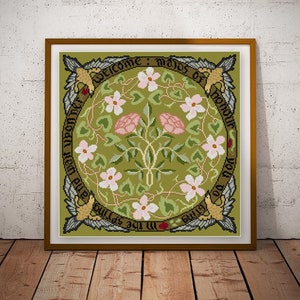May Morris Welcome Spring flower design Cross stitch pattern PDF historical pattern Arts and Crafts