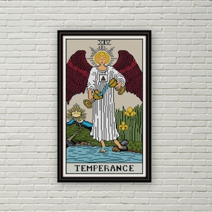 Patrón de punto de cruz de la Carta del Tarot de la Templanza PDF Punto de aguja de los Arcanos Mayores