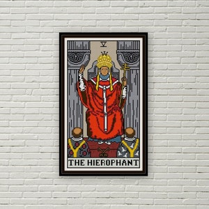 The Hierophant Tarot Card cross stitch pattern PDF Major Arcana needlepoint