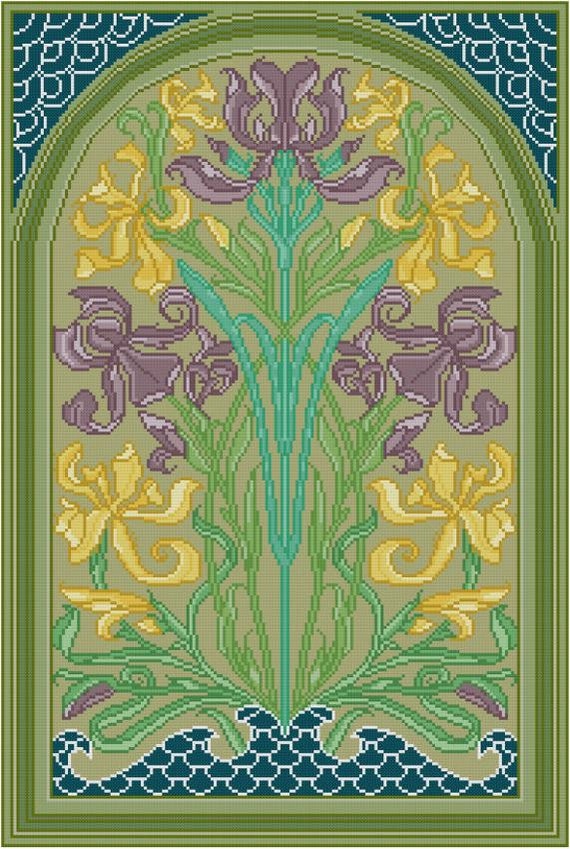 Anton Seder Floral No. 3 Iris Cross Stitch Pattern PDF