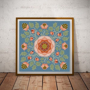 Historical Tudor Rose Cross stitch pattern PDF May Morris design 1890s