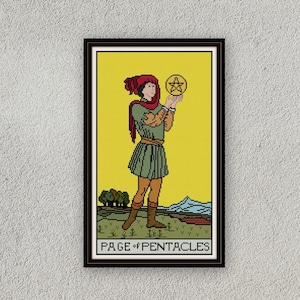 Pagina van Pentakels Kruissteekpatroon PDF Kleine Arcana tarot kruissteek
