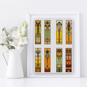 Bookmarks 8 Stained Glass designs cross stitch pattern pdf Book club Book Accessories