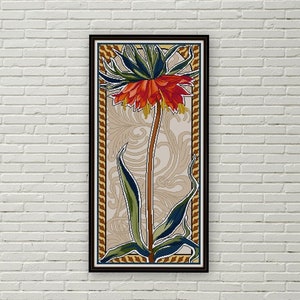 Crown Imperial cross stitch pattern PDF Mary Golay No. 3 Art Nouveau flower cross stitch