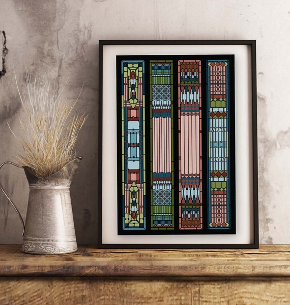 Art Nouveau Stain Glass Panel Cross Stitch Pattern PDF - Etsy