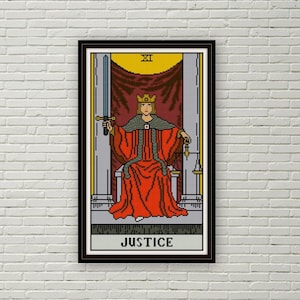 Carta del Tarot de la Justicia Patrón de punto de cruz PDF Punto de aguja de Arcanos Mayores