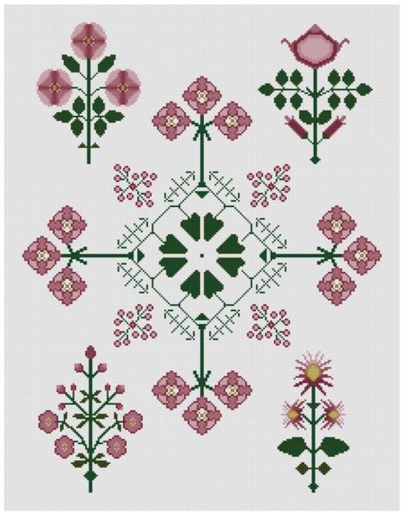 Simple Beginners Flower Options Cross Stitch Pattern Pdf Etsy