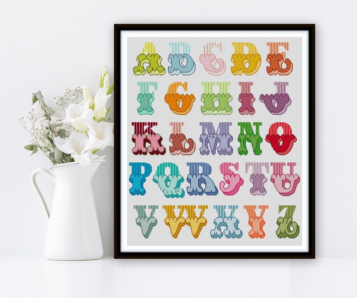 Circus Letter Pattern Circus Style Alphabet Cross Stitch Pattern PDF, Colorful Letters ...