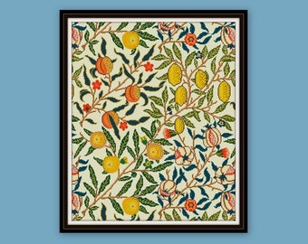 William Morris Four Fruits cross stitch pattern PDF Arts and Crafts Movement  Art Nouveau home decor