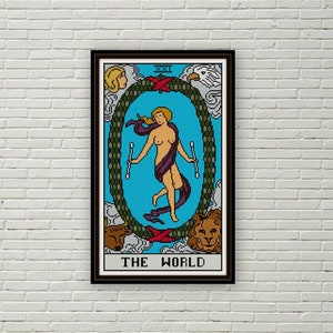 El patrón de punto de cruz de la Carta del Tarot Mundial PDF Punto de aguja de los Arcanos Mayores