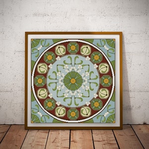 Mistletoe Art Nouveau cross stitch 1 of 4 floral cross stitch pattern pdf decorative arts botanical
