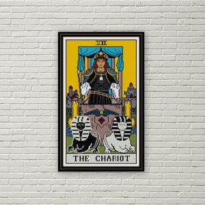 El patrón de punto de cruz de la Carta del Tarot del Carro PDF Punto de aguja de los Arcanos Mayores