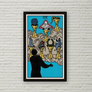 Siete de Copas patrón punto de cruz PDF Tarot punto de cruz arcanos menores jinete waite