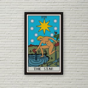 Padrão de ponto cruz The Star Tarot Card PDF Arcanos Maiores Adivinhação bordado