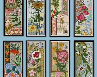 SALE Set B 8 Art Nouveau Floral Cross Stitch Pattern Pdf