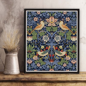 William Morris Strawberry Thief Cross stitch pattern PDF Arts and Crafts