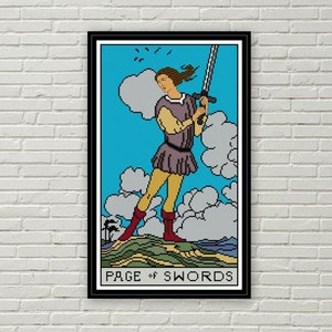 Pagina van Swords Tarot Card kruissteekpatroon PDF rider waite