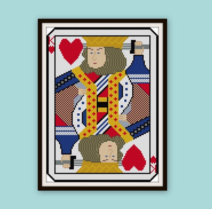 King Queen and Jack of Hearts Playing Cards Cross Stitch -  Israel