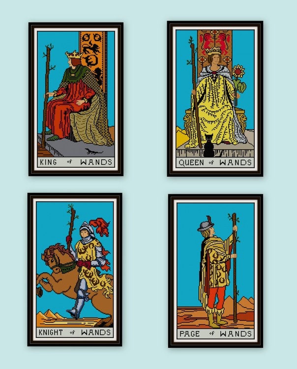 WANDS １期２期FC会報１〜14 SALE Set of 14 Suit of Wands Tarot Card Cross Stitch