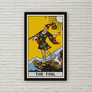 El patrón de punto de cruz de la Carta del Tarot del Loco PDF Rider-Waite Major Arcana punto de aguja