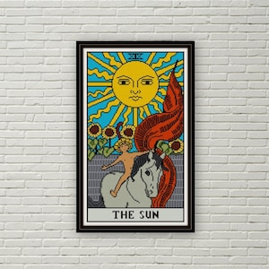 Padrão de ponto cruz da Carta de Tarô do Sol PDF bordado Arcanos Maiores