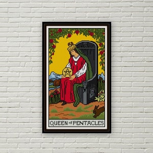 Reina de Oros patrón punto de cruz PDF tarot punto de cruz jinete waite