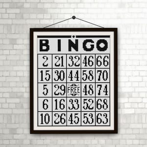 Bingo card cross stitch pattern PDF Game night gift