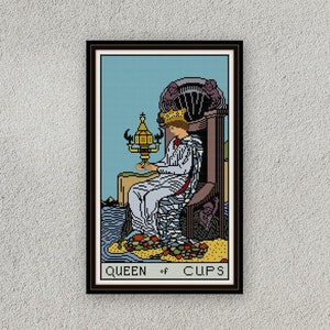 Tarot Reina de Copas patrón punto de cruz PDF Carta de tarot Arcanos Menores