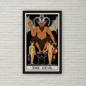 El patrón de punto de cruz de la Carta del Tarot del Diablo PDF Punto de aguja de los Arcanos Mayores
