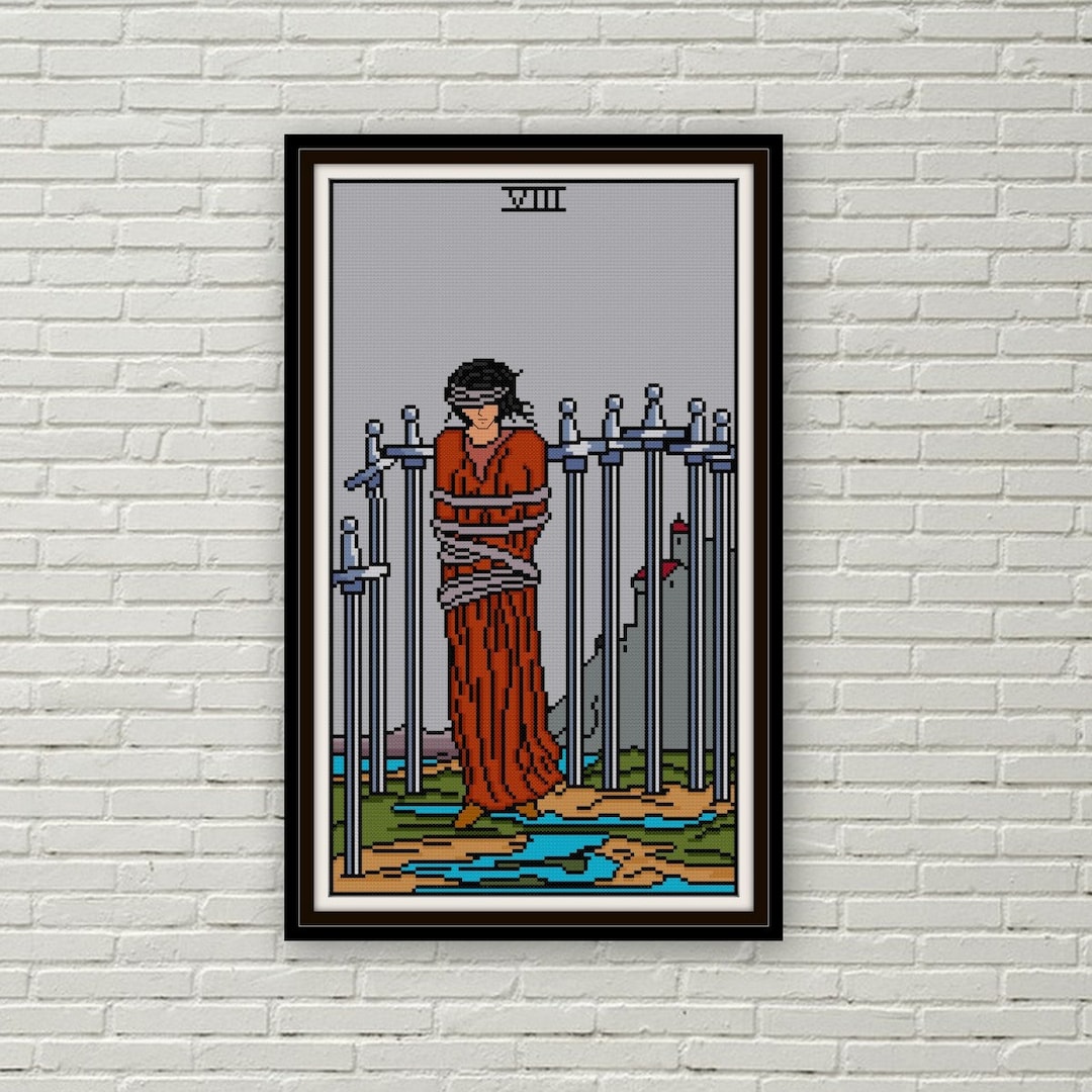 Eight of Swords Tarot Card Cross Stitch Pattern PDF Minor Arcana