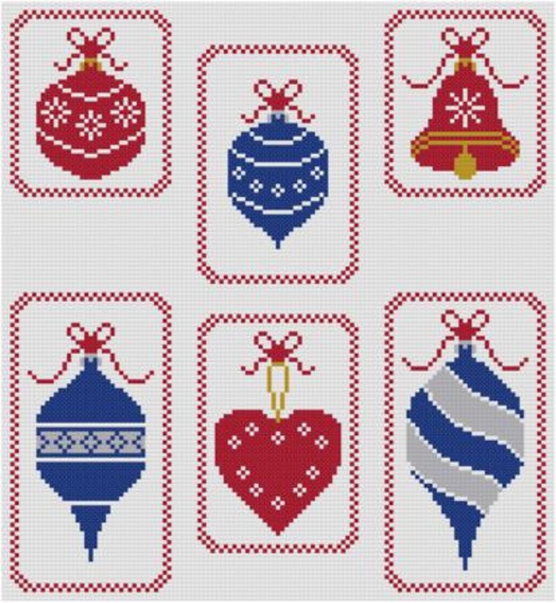 Set of 6 Christmas Ornaments Cross Stitch Pattern PDF Quick - Etsy