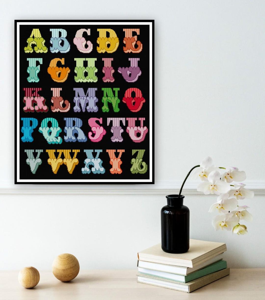 Circus Letter Pattern Circus Style Alphabet Cross Stitch Pattern PDF, Colorful Letters ...
