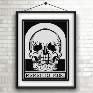 Memento Mori skull pattern cross stitch PDF Julie De Graag black and white