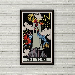 El patrón de punto de cruz de la carta del Tarot de la Torre PDF Punto de aguja de los Arcanos Mayores