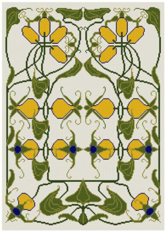 Kumquat Kreuzstich Muster Pdf Jugendstil Etsy